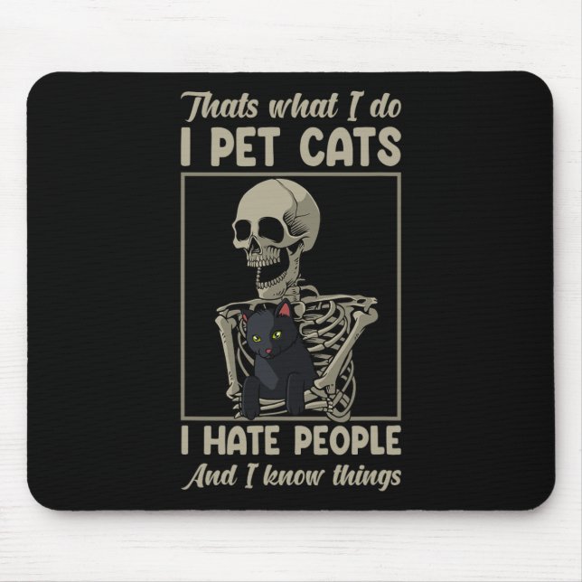 Skeleton Cat Kitten Lover Grumpy Skull Kitty Pet O Mouse Pad (Front)