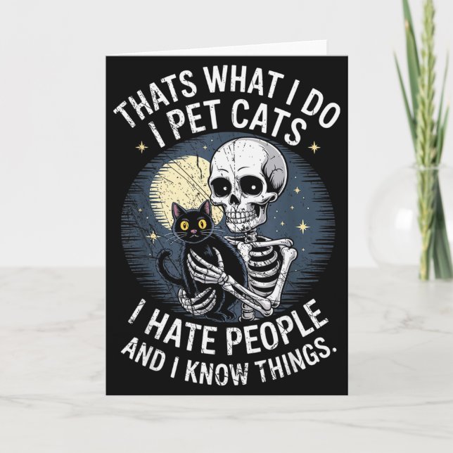 Skeleton Cat Kitten Lover Skull Kitty Pet Owner  Card (Front)