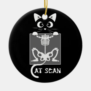 Skeleton Cat Scan Ct Scaning Funny X Ray Pun Meme  Ceramic Ornament