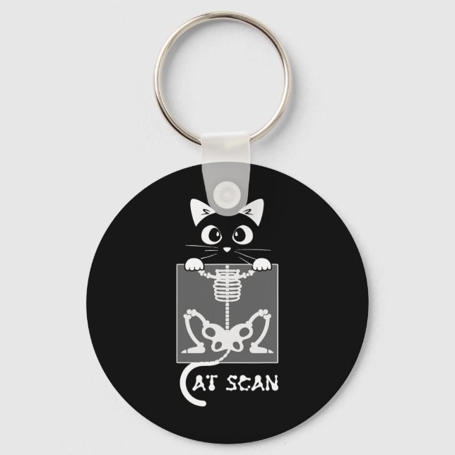 Skeleton Cat Scan Ct Scaning Funny X Ray Pun Meme  Keychain (Front)