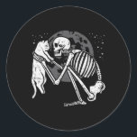 Skeleton Cat Skull Kitty Cute Goth Halloween Men W Classic Round Sticker<br><div class="desc">Skeleton Cat Skull Kitty Cute Goth Halloween Men Women Kids</div>
