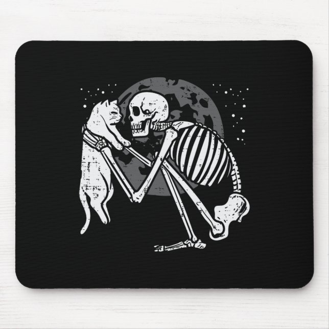 Skeleton Cat Skull Kitty Cute Goth Halloween Men W Mouse Pad (Front)