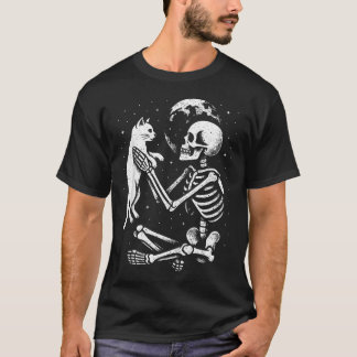 Skeleton Cat Skull Kitty Cute Goth T-Shirt
