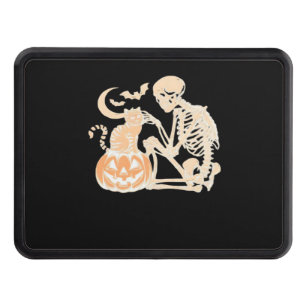 Skeleton Cat Skull kitty Cute Halloween Design Cla Hitch Cover