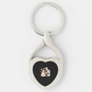 Skeleton Cat Skull kitty Cute Halloween Design Cla Keychain
