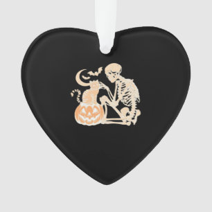 Skeleton Cat Skull kitty Cute Halloween Design Cla Ornament
