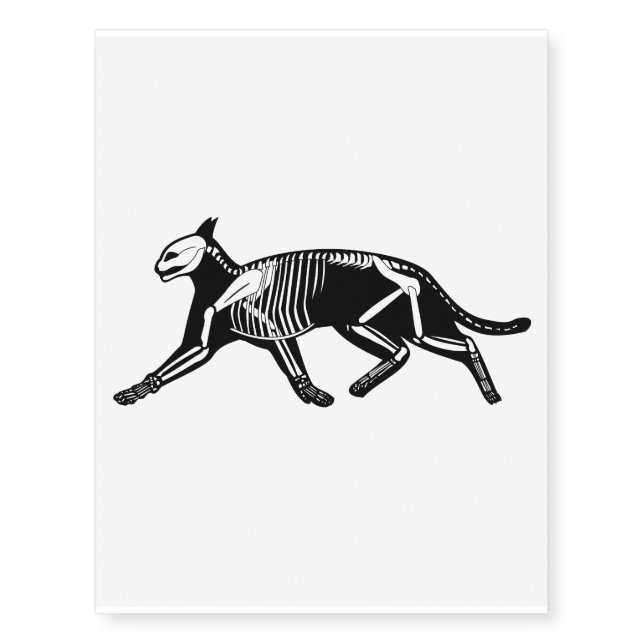 Skeleton Cat trotting tattoo (Front)