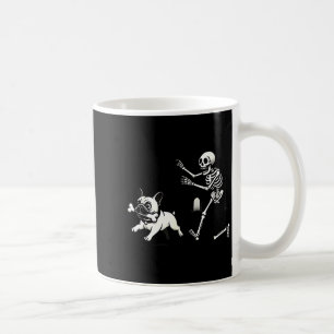 Skeleton Chasing French Bulldog Biting Leg Bone Ha Coffee Mug