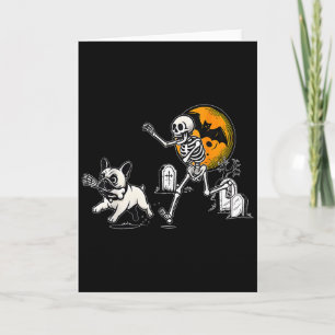 Skeleton Chasing French Bulldog Halloween Dog Mom Card