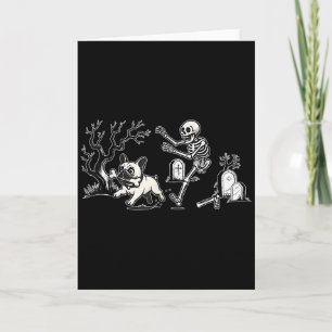 Skeleton Chasing French Bulldog Halloween Dog Mom Card