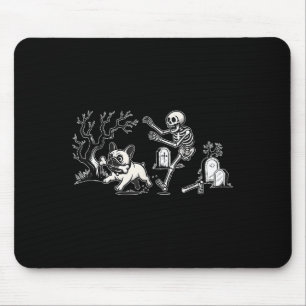 Skeleton Chasing French Bulldog Halloween Dog Mom Mouse Pad