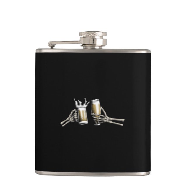 Skeleton Cheers on a  Flask (Front)