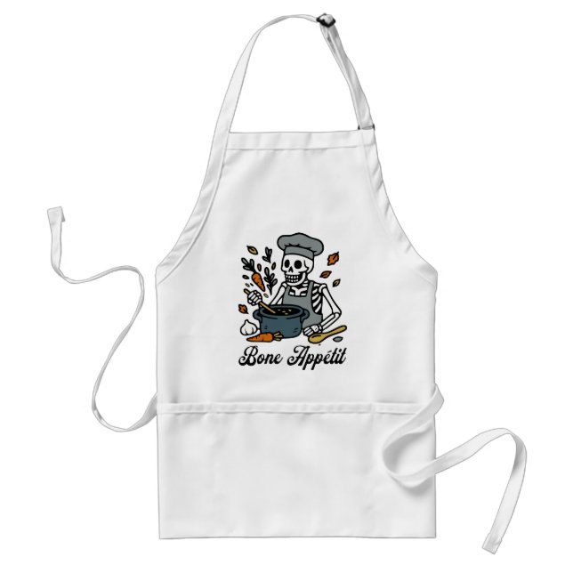Skeleton Chef Halloween - Funny Fall Baking Gift Adult Apron (Front)