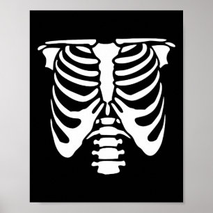Skeleton Chest Rib Cage Bones Halloween X-ray  Poster