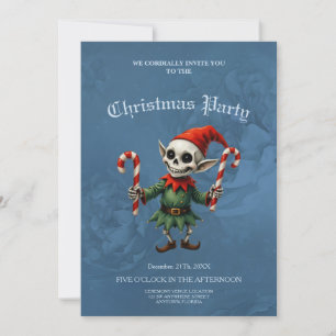 Skeleton Christmas Elf – Creepy Cute Dark Holiday Invitation