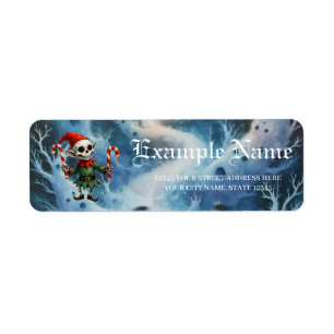 Skeleton Christmas Elf – Creepy Cute Dark Holiday Label