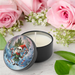 Skeleton Christmas Elf – Creepy Cute Dark Holiday Mini Candle Favors