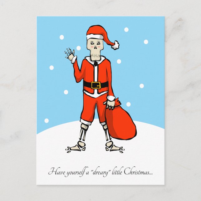 Skeleton Christmas Greeting Postcard (Front)