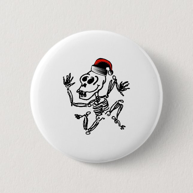 Skeleton Christmas Pinback Button (Front)