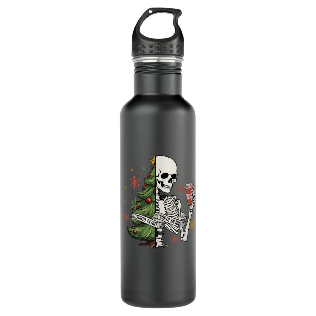 skeleton christmas tree coffee stainless steel water bottle (Front)