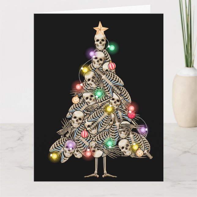 Skeleton Christmas Tree Funny Ugly Xmas Skeletons  Card (Front)