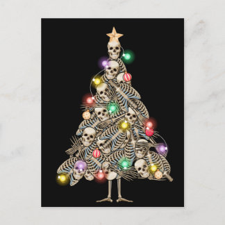 Skeleton Christmas Tree Funny Ugly Xmas Skeletons Holiday Postcard