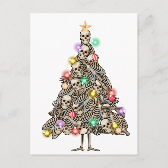 Skeleton Christmas Tree Funny Ugly Xmas Skeletons  Postcard (Front)
