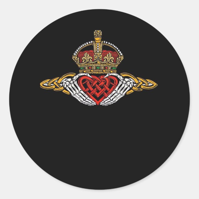 Skeleton Claddagh Color Classic Round Sticker (Front)