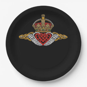 Skeleton Claddagh Color Paper Plates