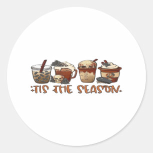 Skeleton Coffee Cups Coffee Lover Classic Round Sticker