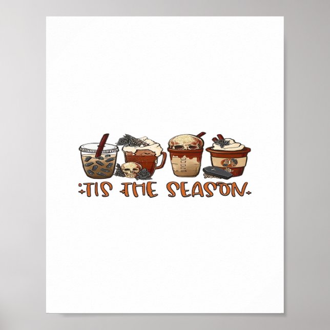 Skeleton Coffee Cups Coffee Lover Poster (Front)