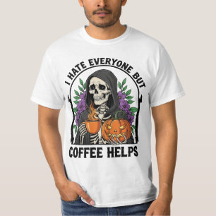 Skeleton Coffee Lover – Funny Halloween Design T-Shirt