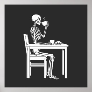 skeleton coffee time poster