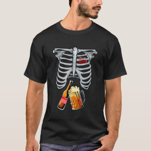Halloween Pregnancy Shirt Skeleton Xray Couples Matching Long Sleeve Shirts
