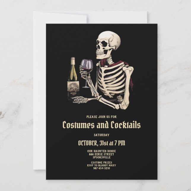 Skeleton Costume Halloween Party Invitation (Front)