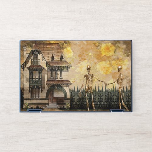 Skeleton Couple and Haunted House HP Laptop Skin