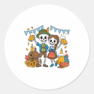Skeleton Couple Costume - Beer Pretzel Sausage _1 Classic Round Sticker