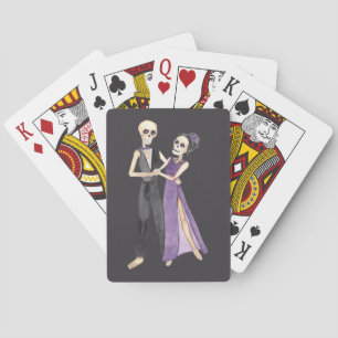 Skeleton Couple Dancing on a set of Poker Cards