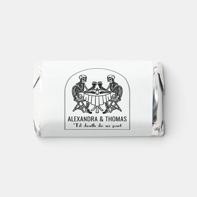 Skeleton Couple Drinking Wine Til Death Do Us Part Hershey's Miniatures (Front)