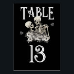 Skeleton Couple Floral Wedding Table Number<br><div class="desc">Elegant dark and moody Skeleton male and female romantic couple with decorative black and white bouquet and hearts Table number cards. Great for the gothic couple on their wedding day, day of the dead or halloween! Back and front are the same. Many matching items on this design. You must make...</div>