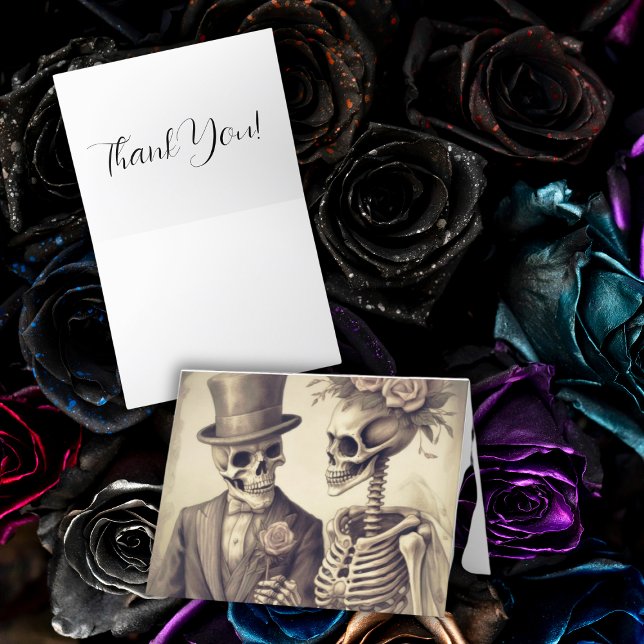 Skeleton Couple Folded Wedding Thank You  Card (Skeleton Couple  Thank You Card
)