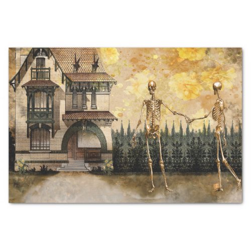 Skeleton Couple Halloween Decoupage Tissue Paper