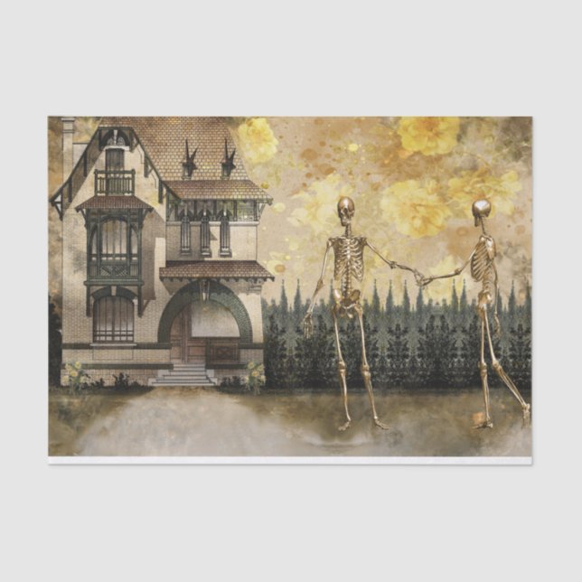 Skeleton Couple Halloween Decoupage Tissue Paper (Front)