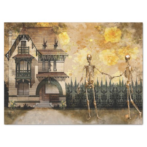 Skeleton Couple Halloween Decoupage Tissue Paper