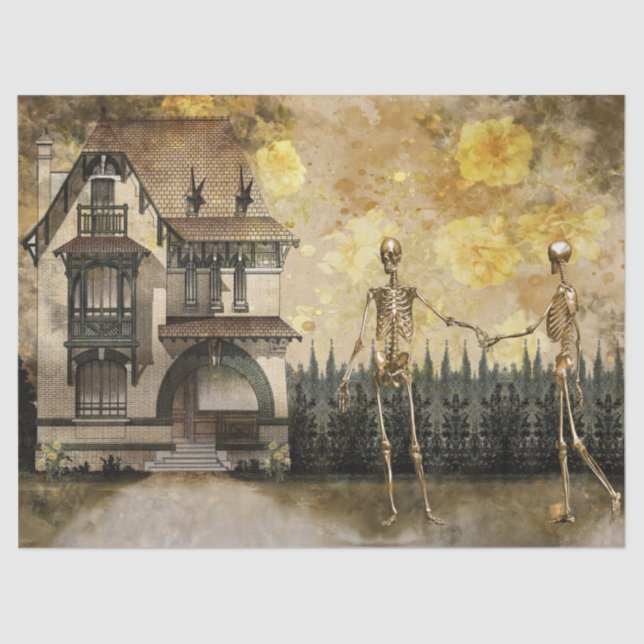 Skeleton Couple Halloween Decoupage Tissue Paper (Front)