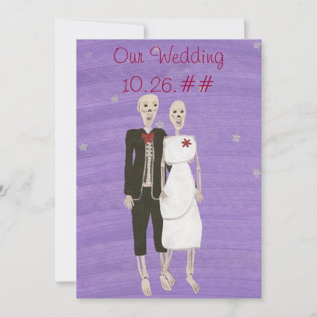Skeleton Couple Halloween Wedding Invitations (Front)