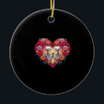Skeleton Couple Holding Hands Inside A Heart Of Ro Ceramic Ornament<br><div class="desc">A funny version of the skeleton couple with roses. Playful,  quirky,  and romantic.</div>