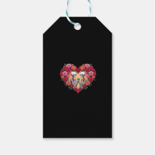 Skeleton Couple Holding Hands Inside A Heart Of Ro Gift Tags