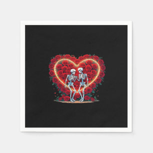 Skeleton Couple Holding Hands Inside A Heart Of Ro Napkins