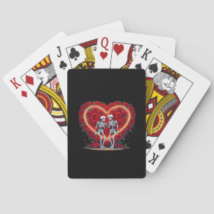 Skeleton Couple Holding Hands Inside A Heart Of Ro Poker Cards